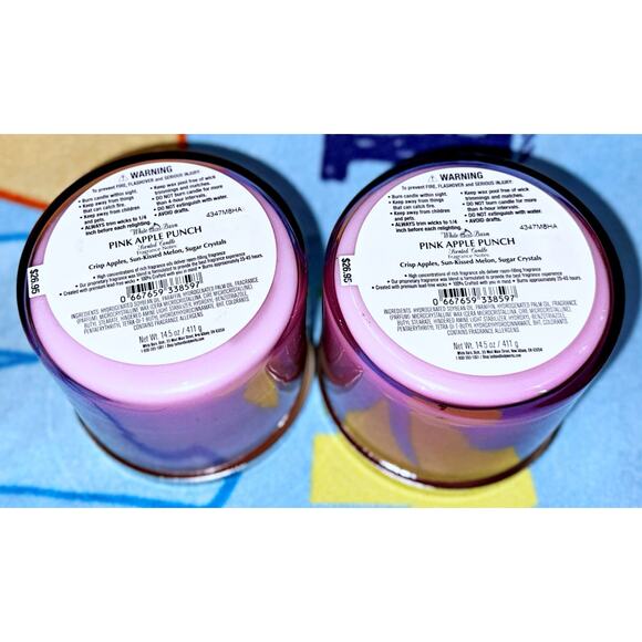 Lot of 2 Bath & Body Works Pink Apple Punch Large 3-Wick Candle 14.5oz - Picture 4 of 4